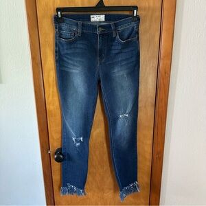 Free People Medium Blue Frayed Hem Jeans